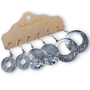 3 Pairs of Boho Hippie Ethnic Gypsy Fashion Jewelry Earrings